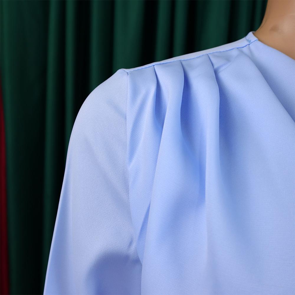 YYFS Women's Fashion Spring Fall Solid Color Print Long Sleeve O-Neck High Waist Casual Dresses