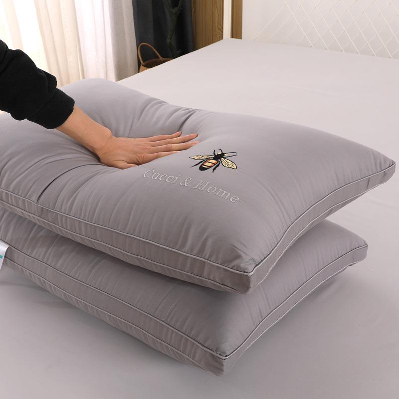 Подушка для поддержки шеи из чистого хлопка и соевого волокна - 60s 100% хлопок, машинная стирка, для гостиниц и дома.