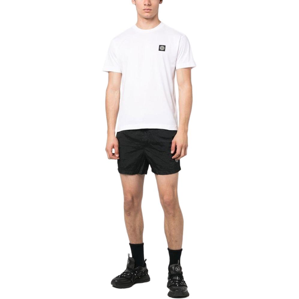 STONE ISLAND Нейлоновые металлизированные пляжные шорты черные мужские 1015B0643-A0029