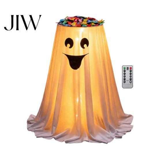 Creative Holiday Table Centerpiece Halloween Ghost Candy Bowl Stand with Remote Control, Large LED Lighted Festive Home for Cute Holder Front