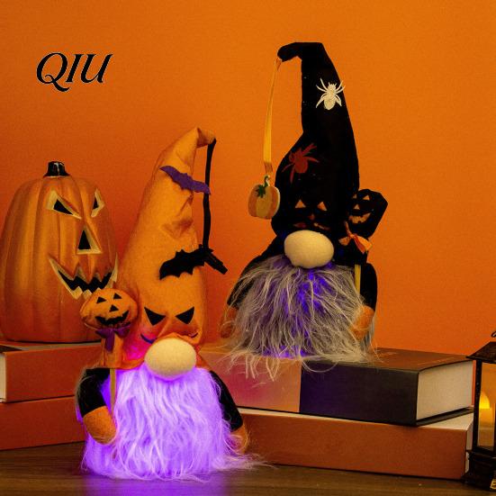 Collectibles for Home Decor Halloween Light Up Gnome Decoration, Spooky Orange Black Swedish Tomte Elf Figurine, Festive Seasonal Accents Cute
