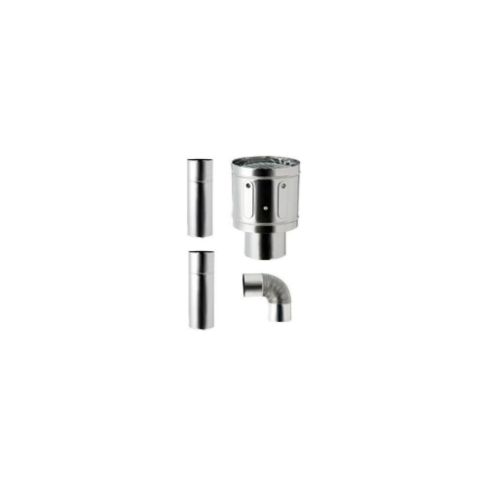 "Stainless Steel Chimney Set for Clock-Type Wood Stove 106mm Half Straight Pipe x2 90° Elbow New Top"
