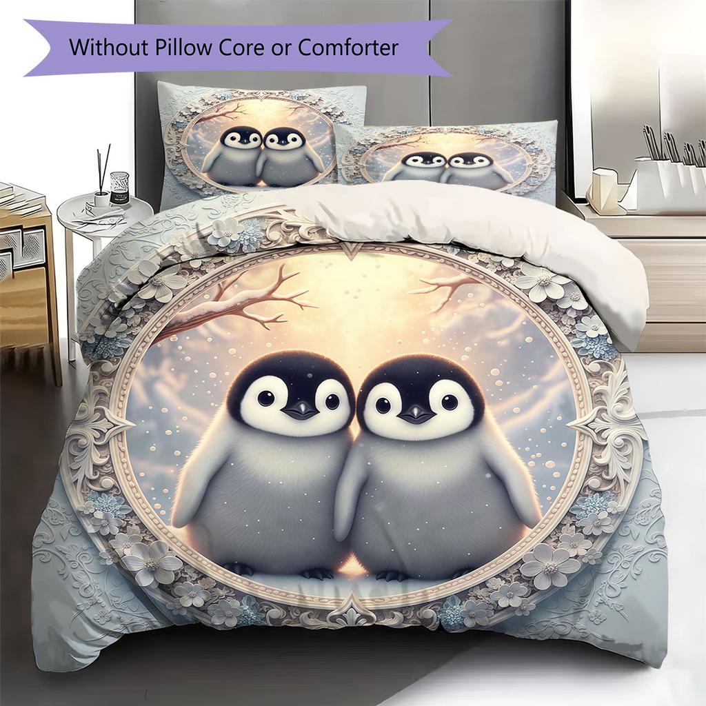 Cute little birds Pattern Bedding Quilt Set Quilt Cover Pillowcase Home Decoration Birthday Gift (1 * duvet cover + 2 * pillowcase, without core)