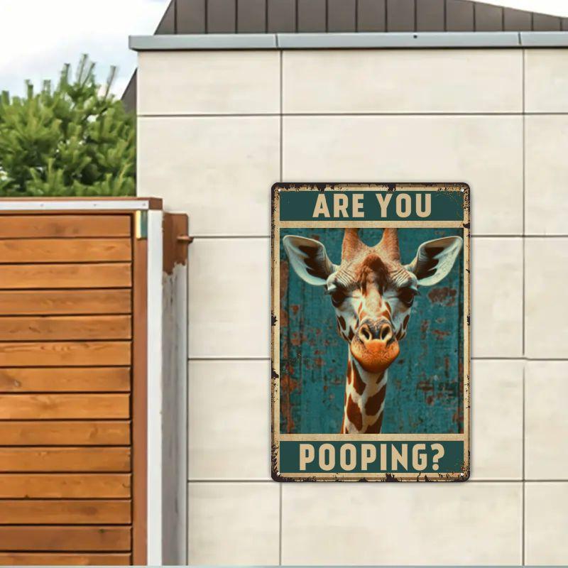 Are You Pooping Funny Giraffe Vintage Iron Metal Tin Sign 7.9x11.8 Inch Bathroom Bar Home Wall Decor