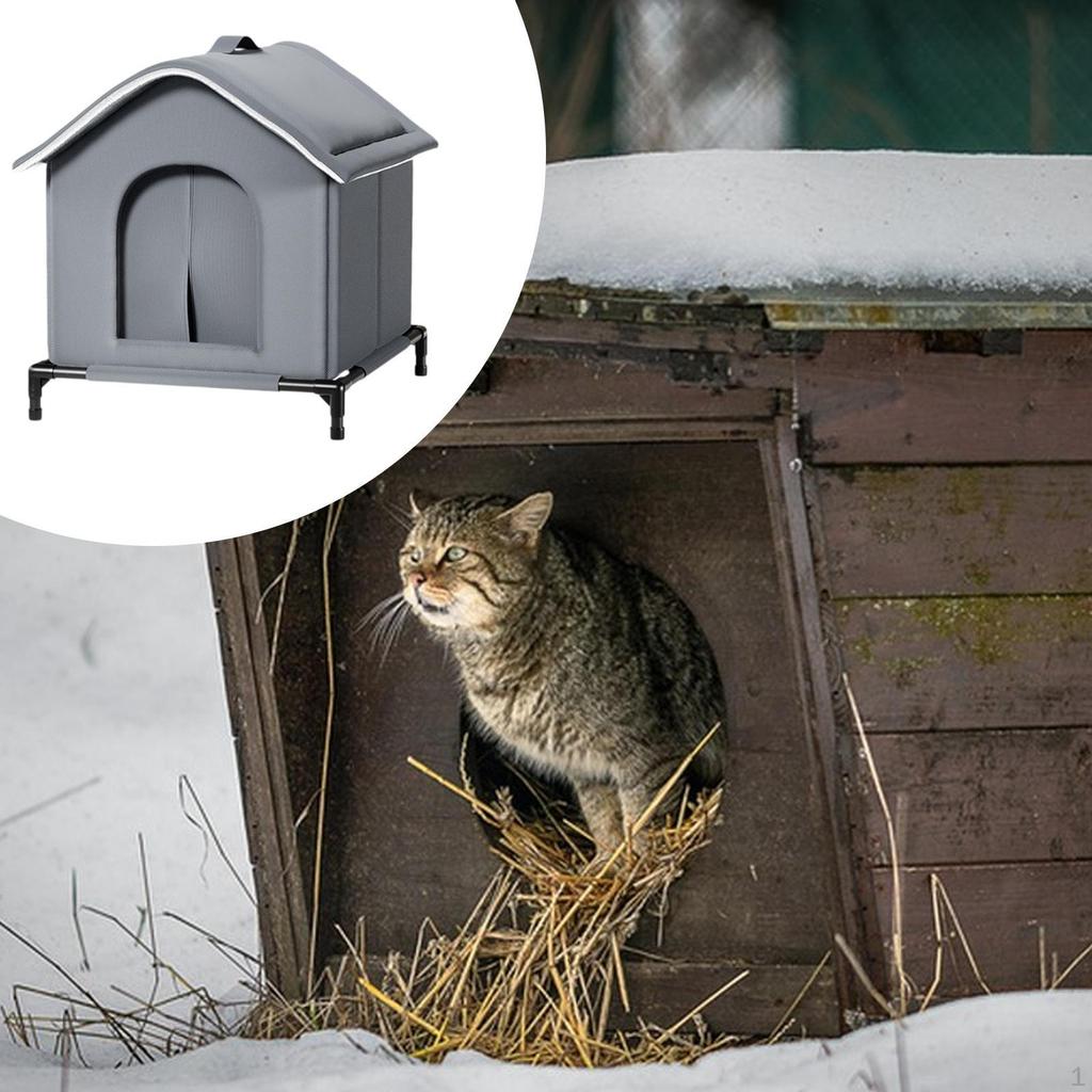 Кошачий домик для уличных кошек, Оксфордская ткань, всепогодный, приют для бездомных животных, сад для питомцев, амбар