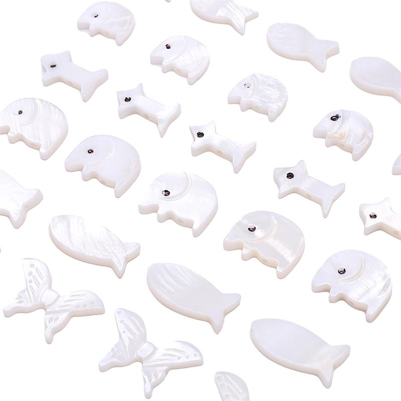 Натуральная ракушка подкова, шарм в виде рыбы-слона, бабочки для изготовления ожерелья, браслета, серег и другой бижутерии своими руками