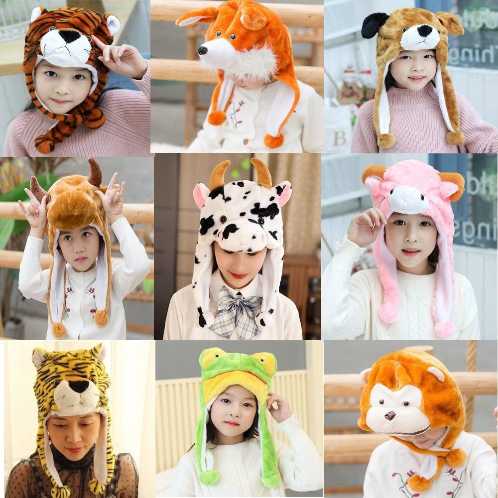Animal Animal Earflap Hat Cartoon Animal Hat Headgear Bomber Hat Plush Moving Hat Christmas