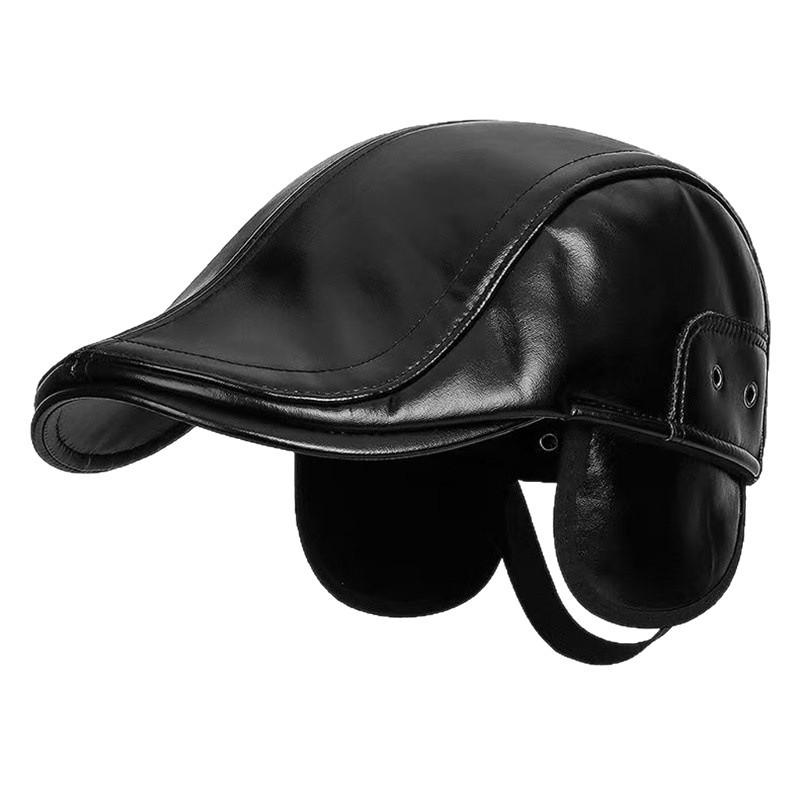 Autumn and winter cold and warm forward hat outdoor windproof cowhide middle-aged and elderly men's ear protectors adjustable cap
