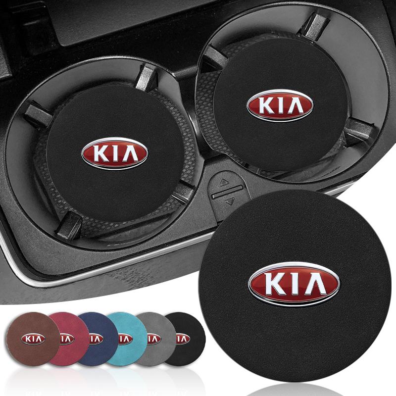 1/2pcs Leather Car Water Coaster Non-Slip Mat Car Bottle Holder Insert Pad For KIA Ceed Rio Sportage R K2 K3 K4 K5 K6 K7 K8 Soul Opeima Ceed Sorento