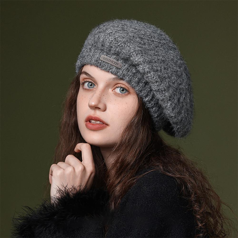 Женские береты во французском стиле, вязаные черные береты, модная французская шляпа для женщин