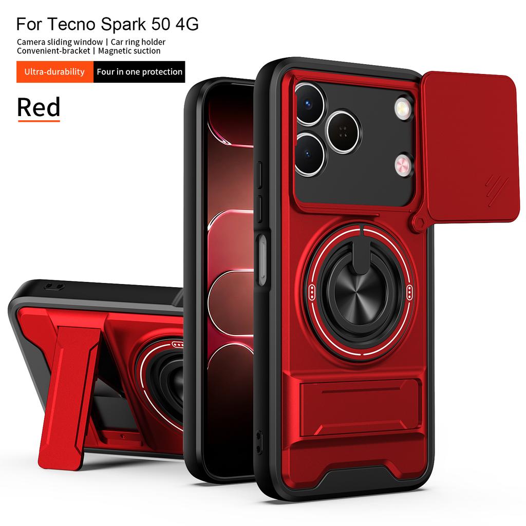 Чехол для Tecno Spark 50, чехол для Tecno Spark 50 4G, магнитный складной держатель Magsafe, защитный чехол для камеры в военном стиле.