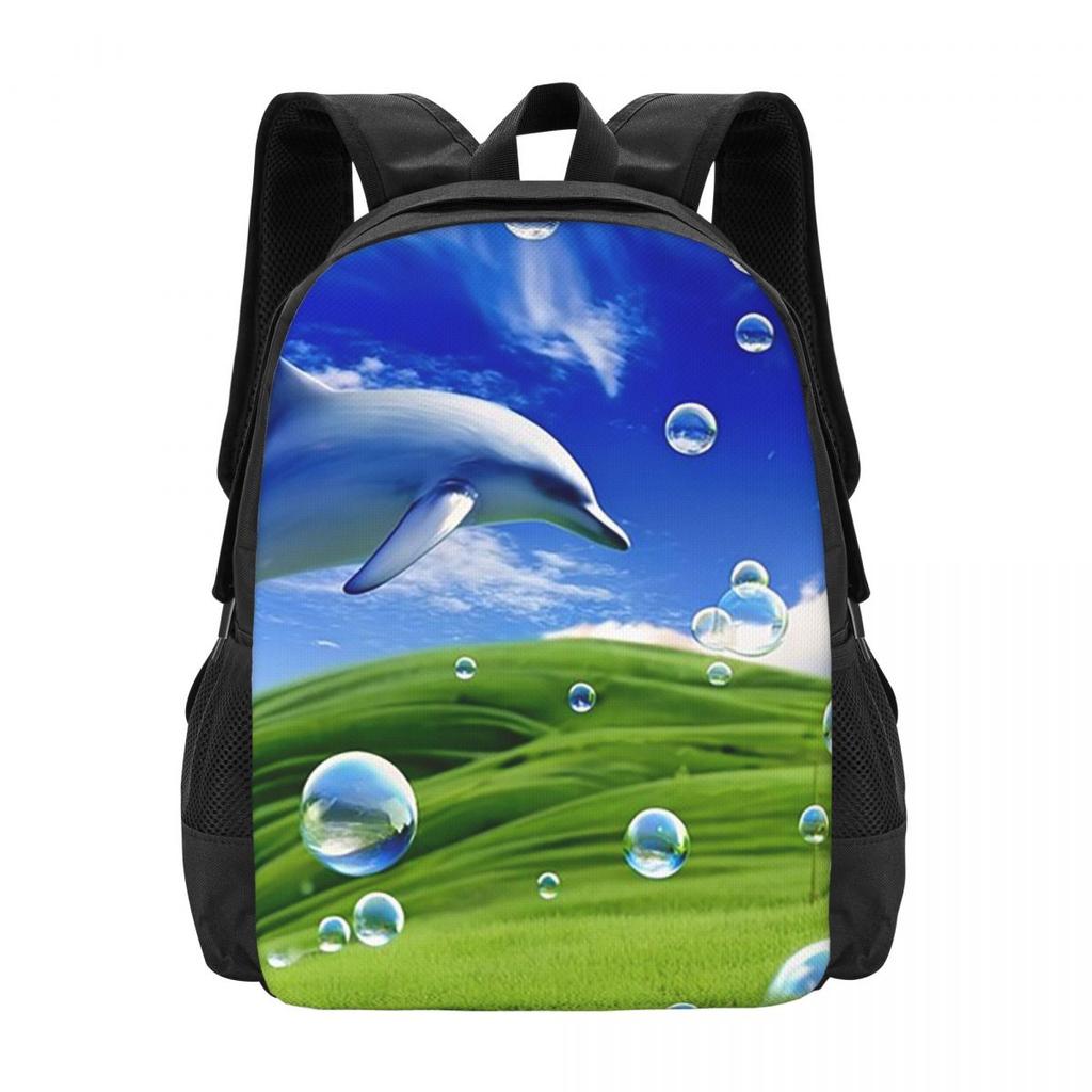 Aesthetic Meadow With Bubbles And Mountains And Sky Backpack Hot Sale Daypack BookBag School Bag Shoulder Bags for Men Women