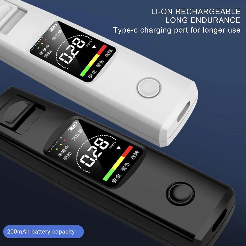 Портативный тестер алкоголя, высокочувствительный алкотестер, HD-дисплей, бесконтактная зарядка типа C, аккумулятор 200 мАч
