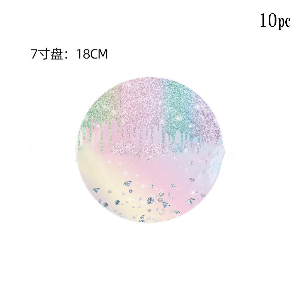 Diamond Party Disposable Tableware Girls Macaron Rainbow Birthday Party Supplies Rainbow Gradient Paper Plates Napkins Cups