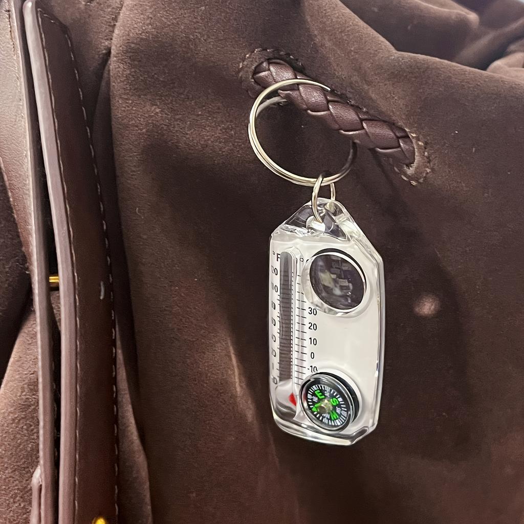 Брелок 3 в 1 с термометром, компасом и лупой - Портативный мини для приключений на открытом воздухе - Идеально подходит для пеших походов, кемпинга и путешествий