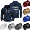 Men's Printed Sweatshirt Hoodie Zipper Arm Pocket Cardigan Men's Sports Large Size Casual Hoodie