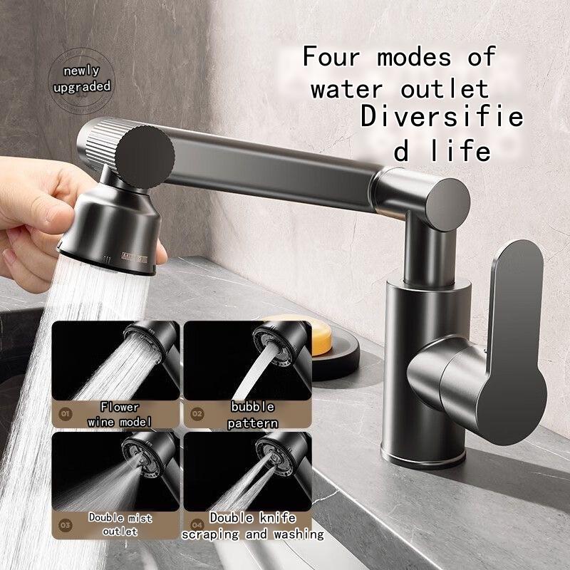 Stainless Steel Two-way Faucet Basin Cold and Hot Water Faucet for Home Bathroom