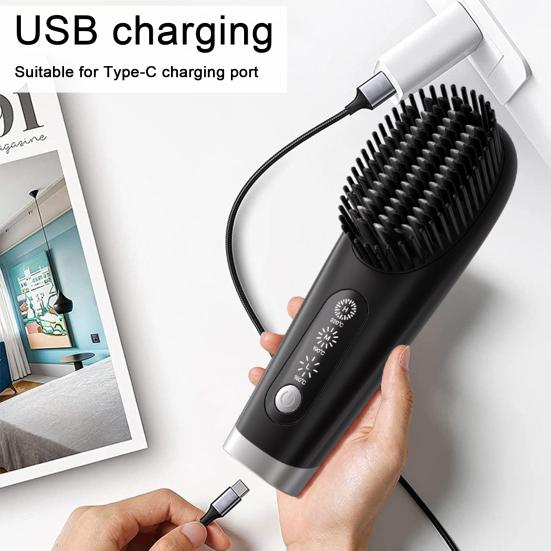 Портативный выпрямитель для волос, 3 температуры, быстрый нагрев, USB аккумулятор, отрицательные ионы, горячая щетка, электрическая расческа для укладки вьющихся волос