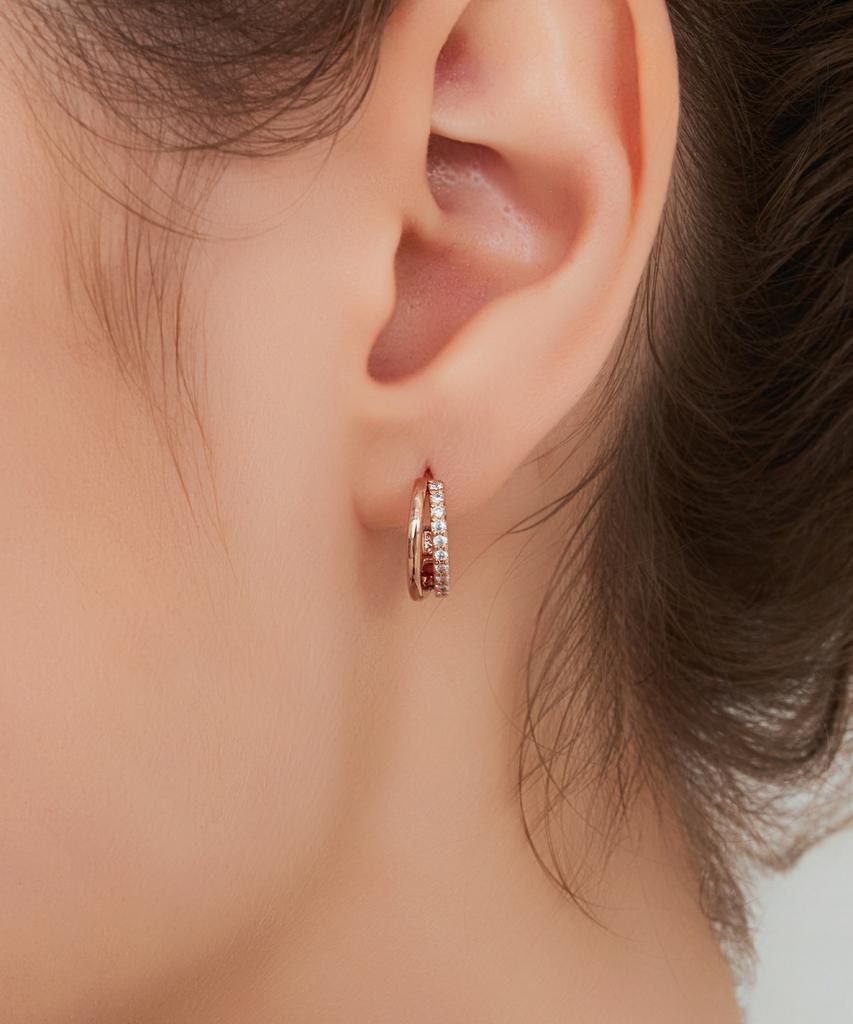 Geigerjewelry 18K Gf Искрящаяся Изогнутая Серьга-Кольцо One-Touch Gi8Kpee094