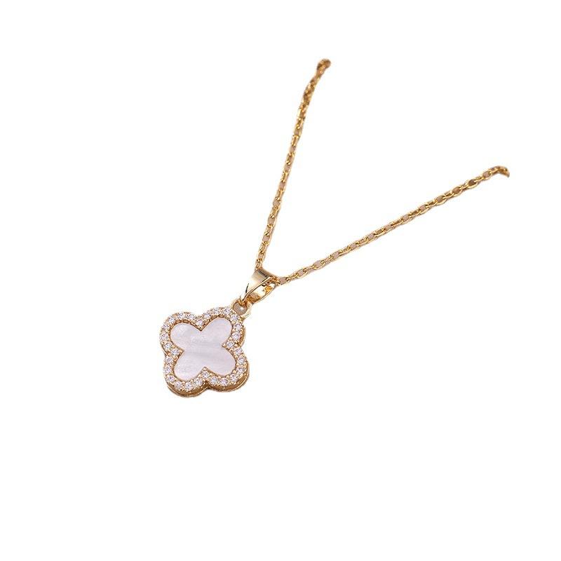 Красочные четыре листа травы циркон маленький и роскошный новый дизайн смысл кулон темперамент Lucky Grass ожерелье