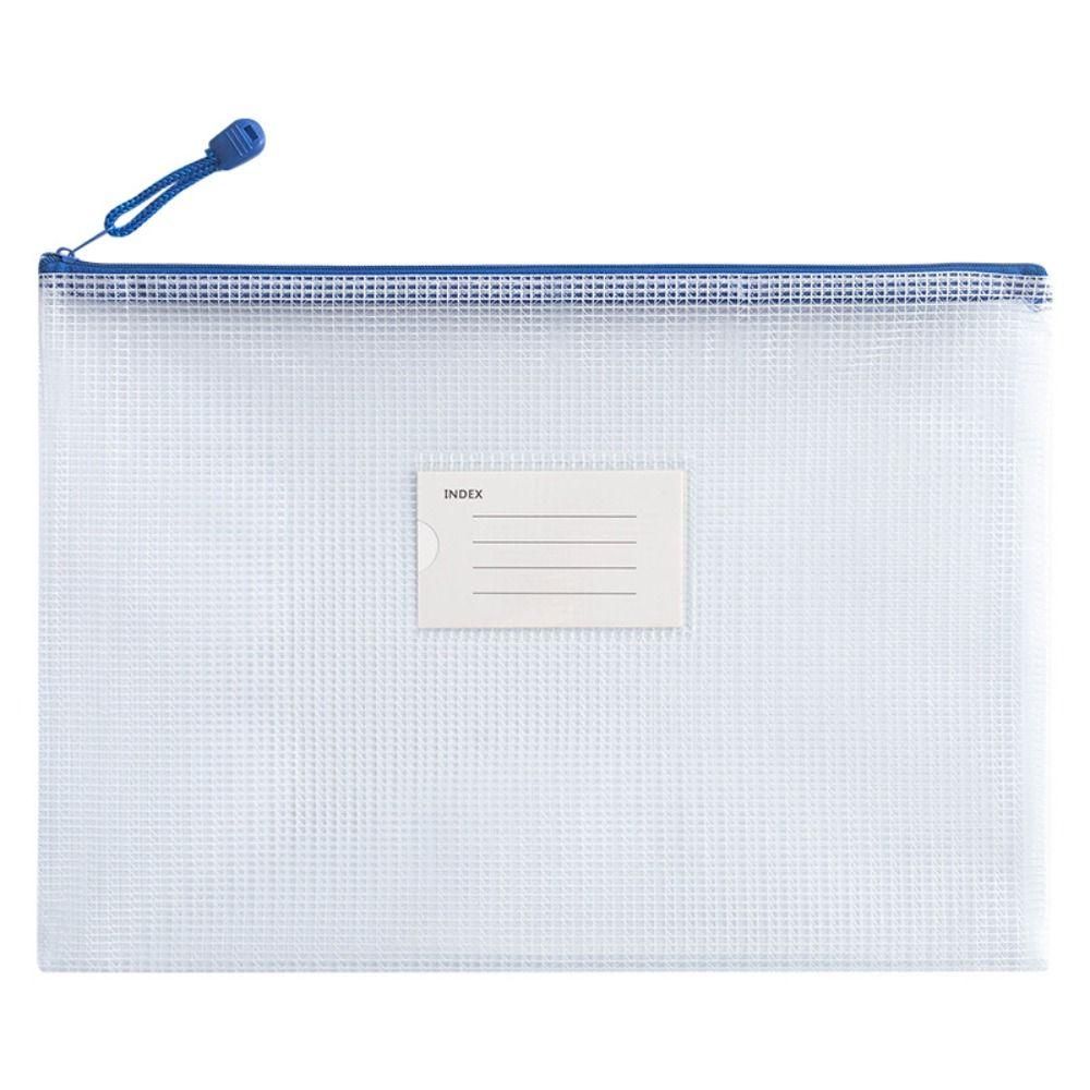 Durable PVC A4 Mesh File Bag Zipper Thickened Information Bag Transparent Subject Sorting Document Storage Bag Student