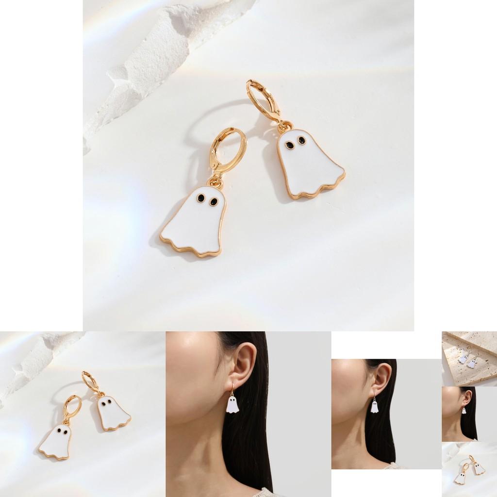 Cute And Playful Gold Ghost Earrings For Women Perfect For Halloween Festivities
