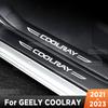 Для GEELY COOLRAY-2023, накладки на пороги автомобиля, защита порога, внутренняя имитация наклейки из углеродного волокна, аксессуары