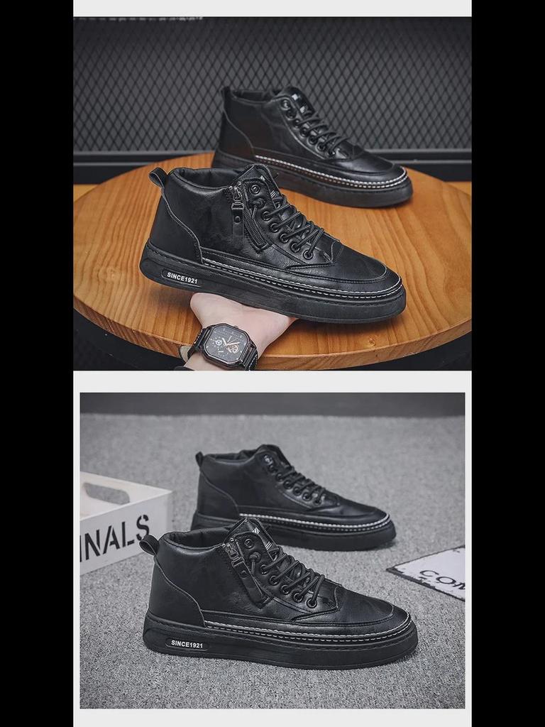 Мужские зимние бархатные высокие ботинки Martin — модная универсальная повседневная обувь из кожи на толстой подошве из теплого хлопка