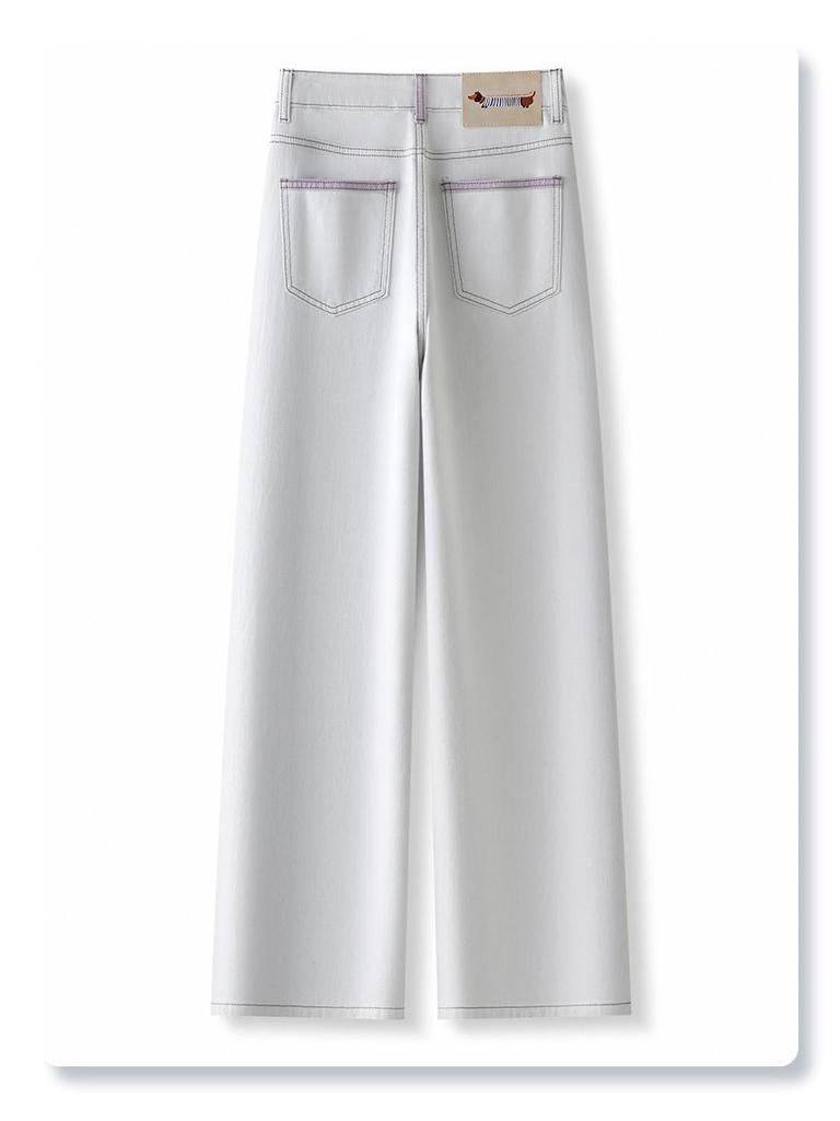 2025 Hot Women’s Morandi Gray High-Waisted Loose Straight-Leg Jeans