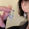 Серебряные серьги-гвоздики с кисточкой в виде листа и стразами для женщин - Элегантные, Модные, Нишевые Дизайнерские Украшения с Роскошным Ощущением