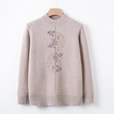 Одежда для среднего и пожилого возраста Осень и Зима Футболка с круглым вырезом для ношения под низ Бабушкин пуловер-свитер Одежда для пожилого мужчины Мамин осенний свитер Топ