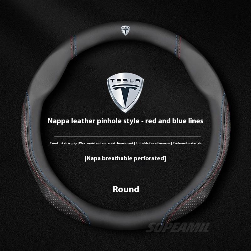 Tesla Model 3 Model Y Model S Model X Roadster Замша Кожа Противоскользящий Спортивный стиль Чехол на руль автомобиля Автоаксессуары