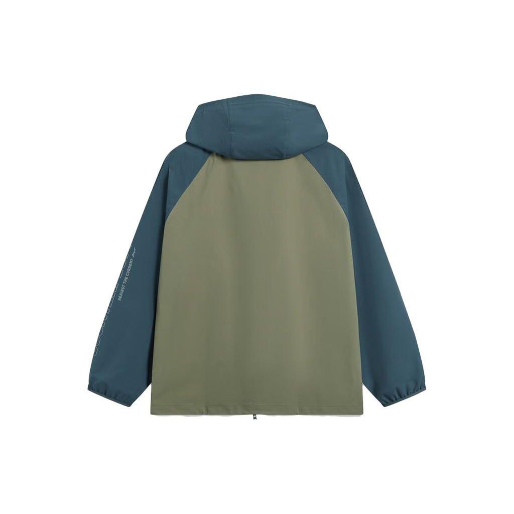 Многофункциональная защитная ветровка Li Ning CF Su Wan Long Jia Series, теплая куртка для кемпинга на открытом воздухе с цветными блоками, с капюшоном и застежкой-молнией AFDT821-2