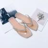 2024 New Square Toe Rhinestone Flip-flops Women's Slippers Fashion Flat Transparent Jelly Shoes Outdoor Casual Beach Slides