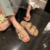 Fashion Shoes Loafers Slippers Women Summer Shale Female Beach Slides Platform Low Fashion Sabot Genuine Leather Luxury Rome PU Fabric H