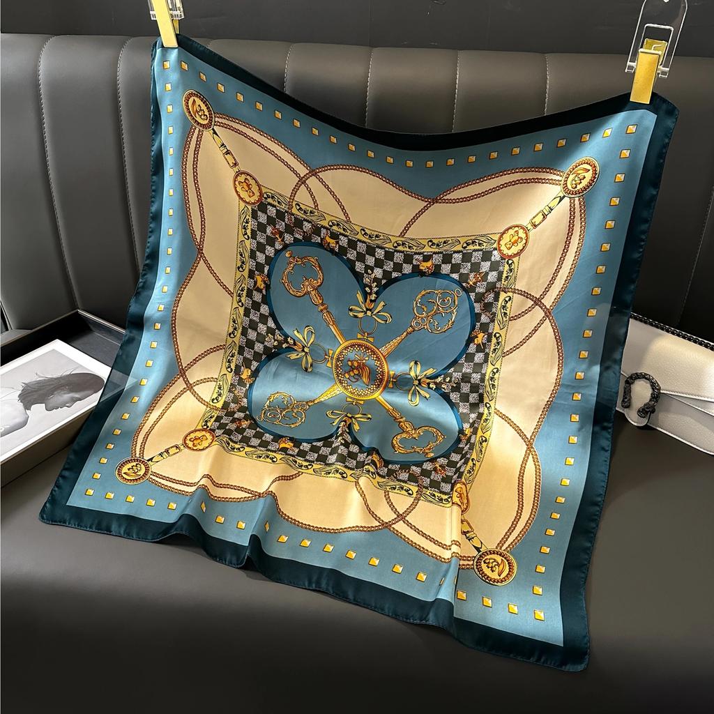 Luxury Square Silk Scarf for Women Hijab Hair Bands Neckerchief Female Satin Shawl Ribbon Headband Fashion Wraps Bandana