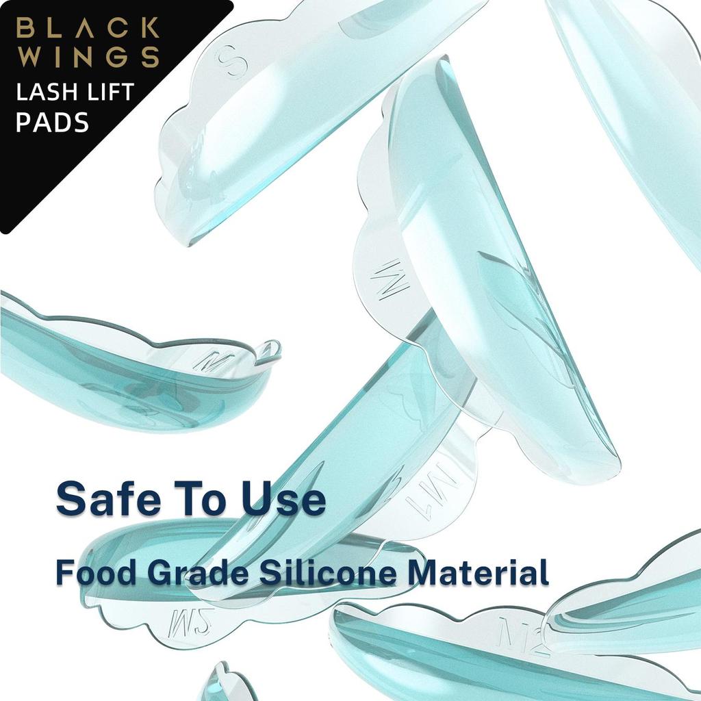 BLACKWINGS 5 Pairs Eyelash Perm Silicone Pads, Curling Pads for Lash Lift, with Size Guide Chart, Hypoallergenic Reusable Accessories