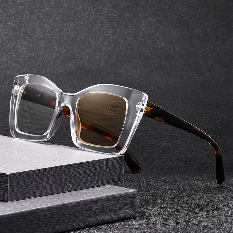 Новые очки с большой оправой, антисиний, пресбиопия, светочувствительные, изменяющие цвет очки для чтения, очки для дальнего зрения с высоким разрешением