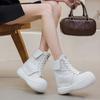 New Type of Inner Height-increasing Women's Shoes 2025 Spring and Autumn New Canvas Shoes Women's Height-increasing 13 Cm Lace-up Fashion Casual Shoes