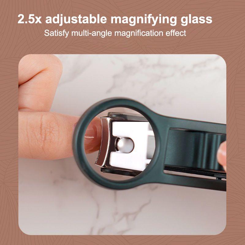 New Creative Anti-Splash Magnifying Glass Nail Clippers Sharp Nail Trimmer for Adult Kids Home Travel Manicure for Family Christmas Gift Easy To Clean
