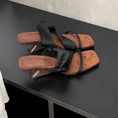 Модная женская обувь лето новая европейская и американская обувь на винных бокалах и танкетке женские шлепанцы с открытым носком на сексуальном тонком каблуке с квадратным носком