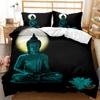 Buddha Duvet Cover Set Exotic Ethnic Bohemian Golden Black Lotus Flowers Bedding Set Double Queen King Polyester Qulit Cover