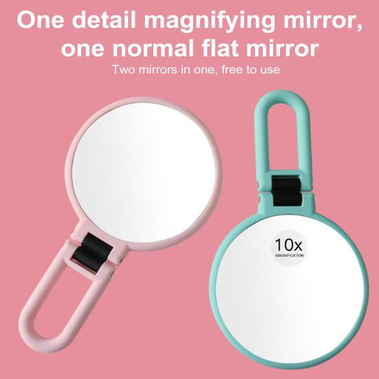 Двустороннее увеличительное зеркало для макияжа, ручное зеркало с регулируемой ручкой на 360 градусов, компактный размер, портативное, для путешествий