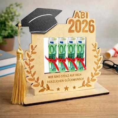 2026 Держатель для денег на выпускной Деревянная настольная подставка-держатель для денежных подарков Выпускники 2026 года Подарки на выпускной для старшей школы колледжа