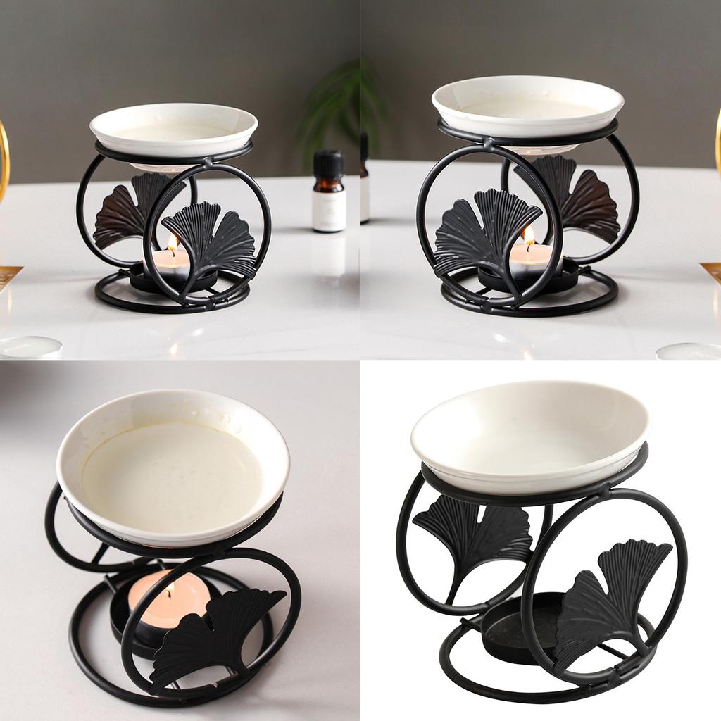 Metal Oil Burners Black Ceramics Aromas Diffusers for Home Use Safe and Easy To Clean for Room and Spa Relaxation Space