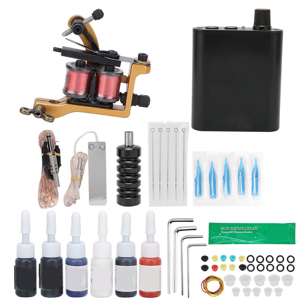 Complete Tattoo Kit Professional Tattoo Machine Gun Kit with 6 Ink Grommet Disposable Tattoo