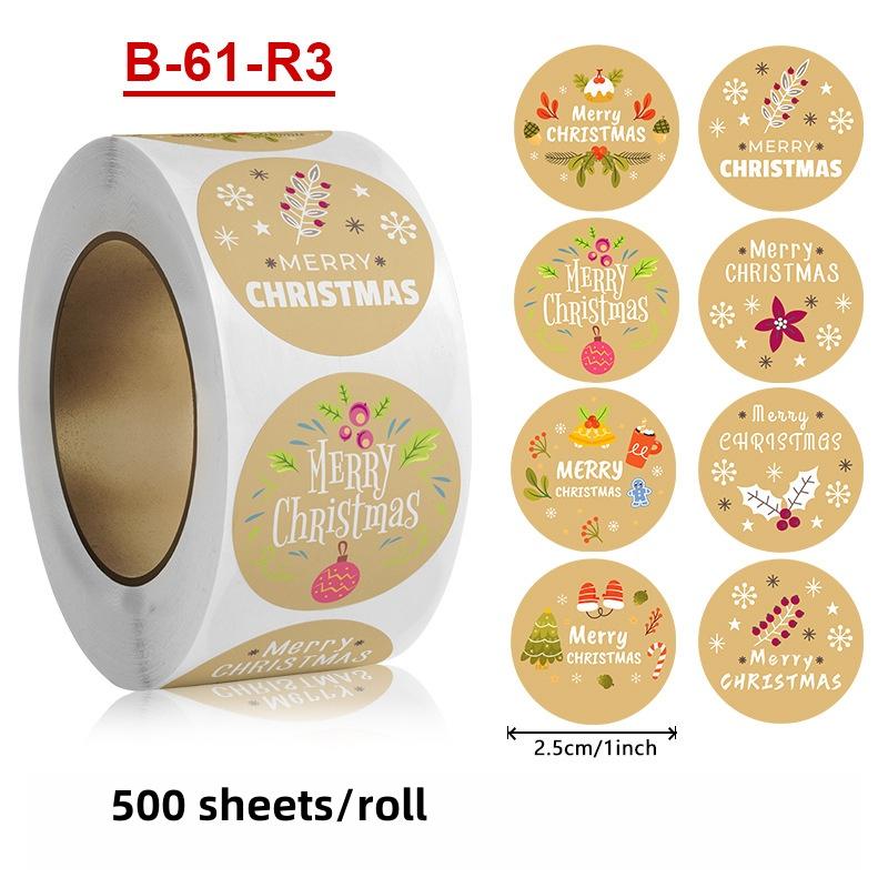 Круглые рождественские наклейки Наклейки на рождественскую тематику Для пакетов с печеньем Принадлежности для вечеринок Пакеты для конфет