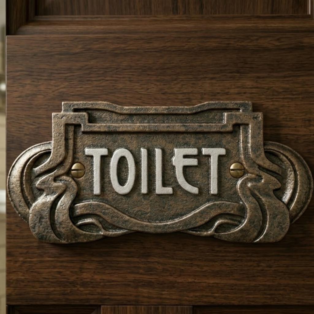Cast iron toilet sign wc aged retro sign