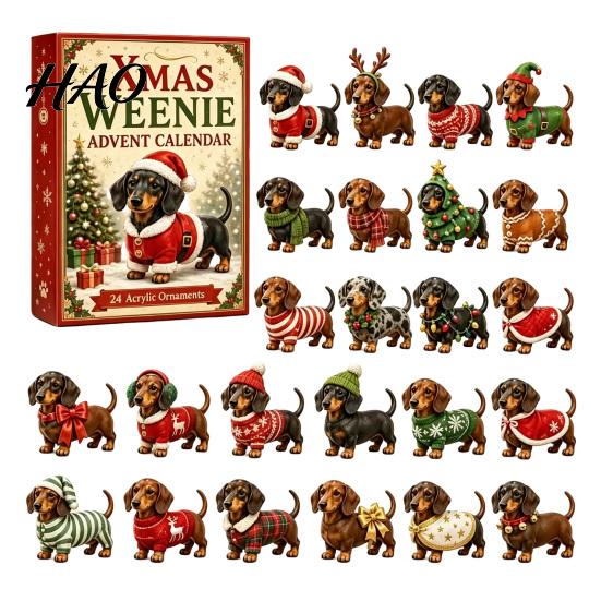 Christmas 2026 Limited Edition Dachshund Advent Calendar, 24-Day Countdown Toy Set with Mini Box Dog Figures, Holiday Acrylic Ornament Collection,