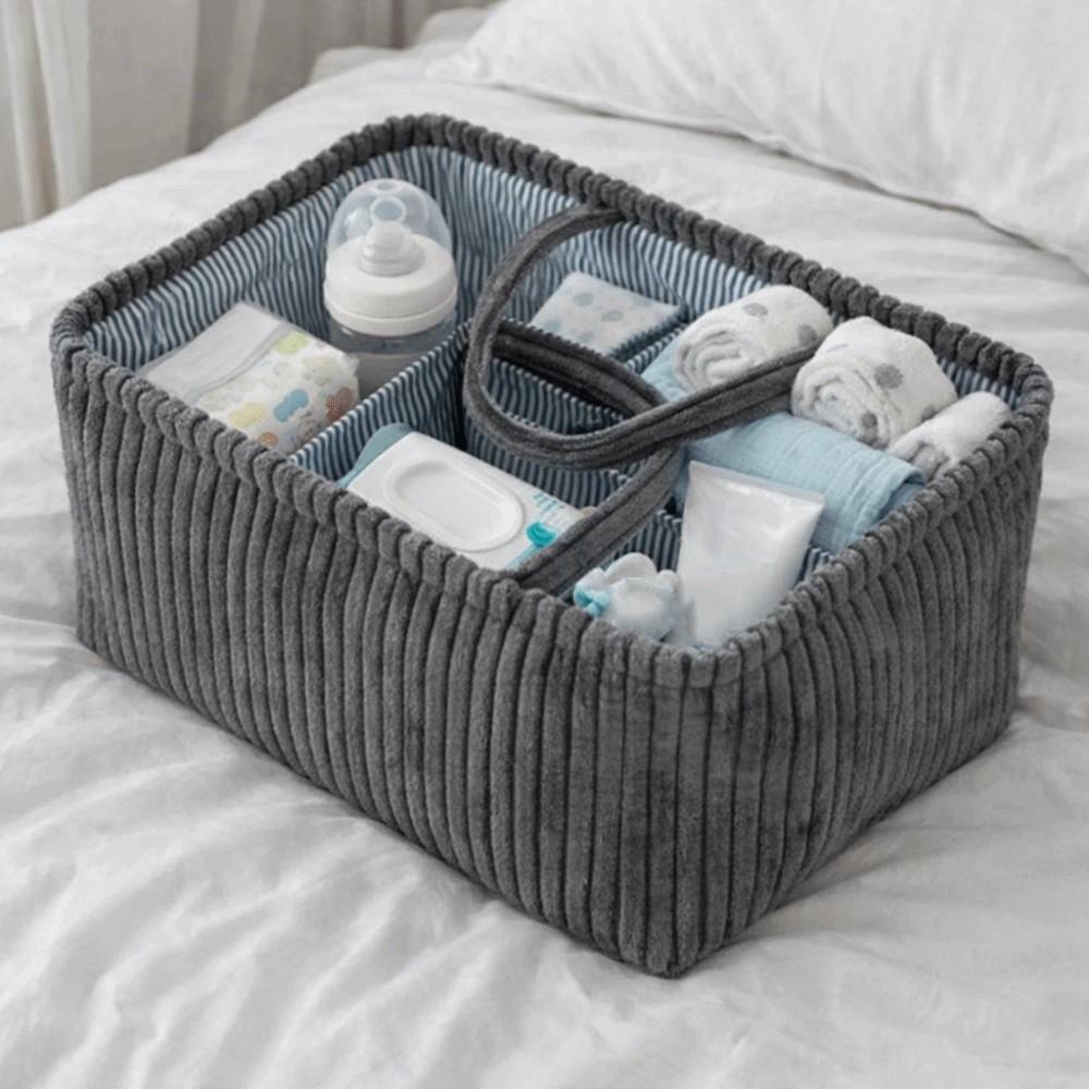 Solid Color Compartment Storage Basket Large Capacity Mommy Bag Sundries Storage Basket for Home